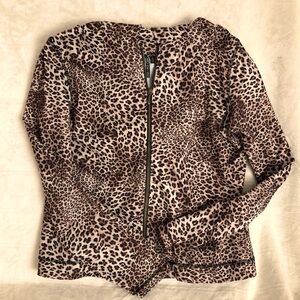 Womens Sno Skins Leopard Jacket Size XL Hooded Zip Warmup